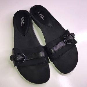 TARYN By Taryn Rose Black Fabric Sandals Size 10